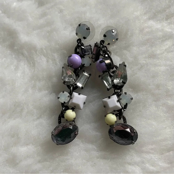 Vintage Y2K cluster rhinestone party / formal‎  earrings - Picture 1 of 4